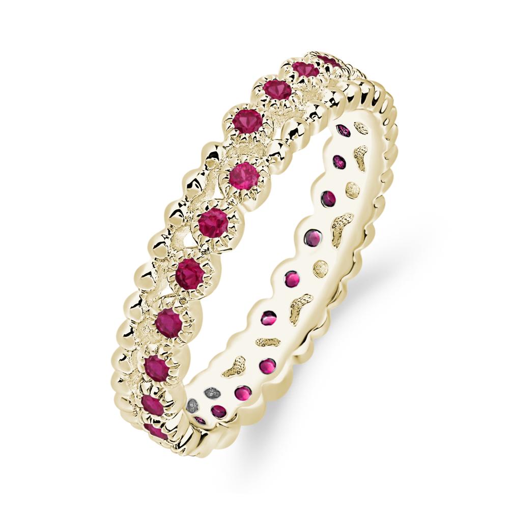 Vintage Inspired Lab Grown Ruby Eternity Ring - LUO Jewelry #metal_14k yellow gold