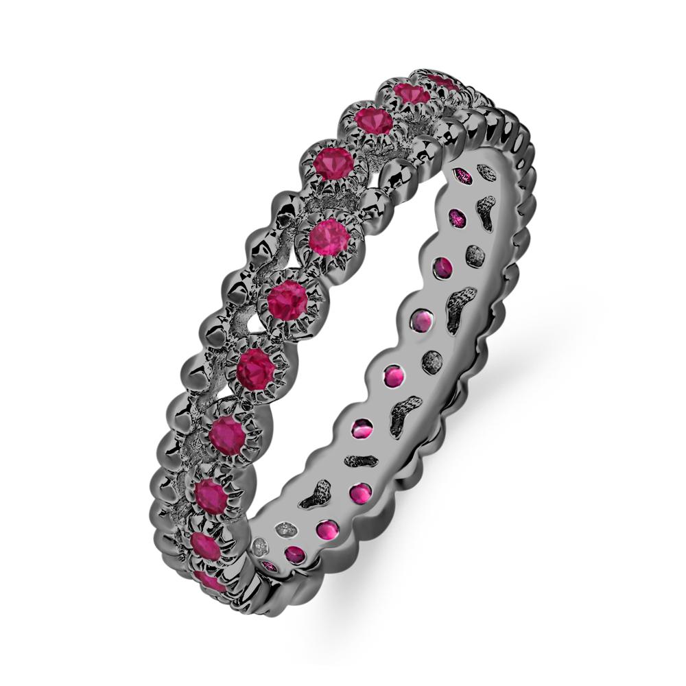 Vintage Inspired Lab Grown Ruby Eternity Ring - LUO Jewelry #metal_black finish sterling silver