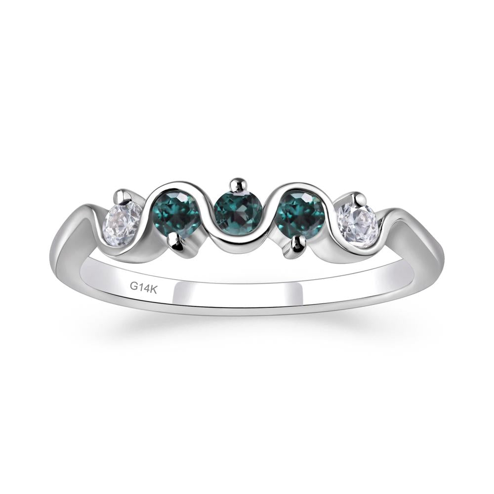 Lab Alexandrite Band Ring - LUO Jewelry #metal_14k white gold