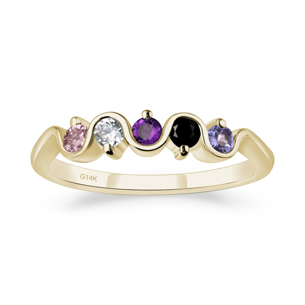 Amethyst and Black Spinel and Moissanite and Tanzanite and Tourmaline Band Ring - LUO Jewelry #metal_14k yellow gold