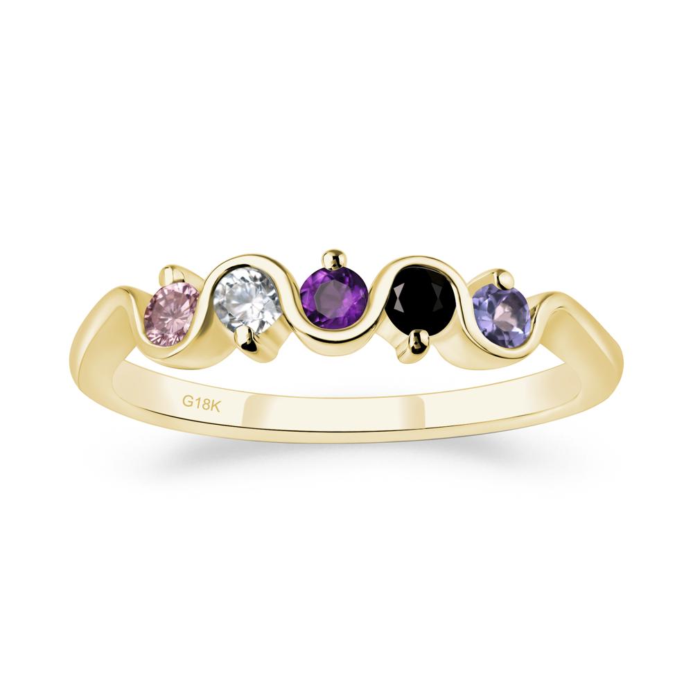 Amethyst and Black Spinel and Moissanite and Tanzanite and Tourmaline Band Ring - LUO Jewelry #metal_18k yellow gold