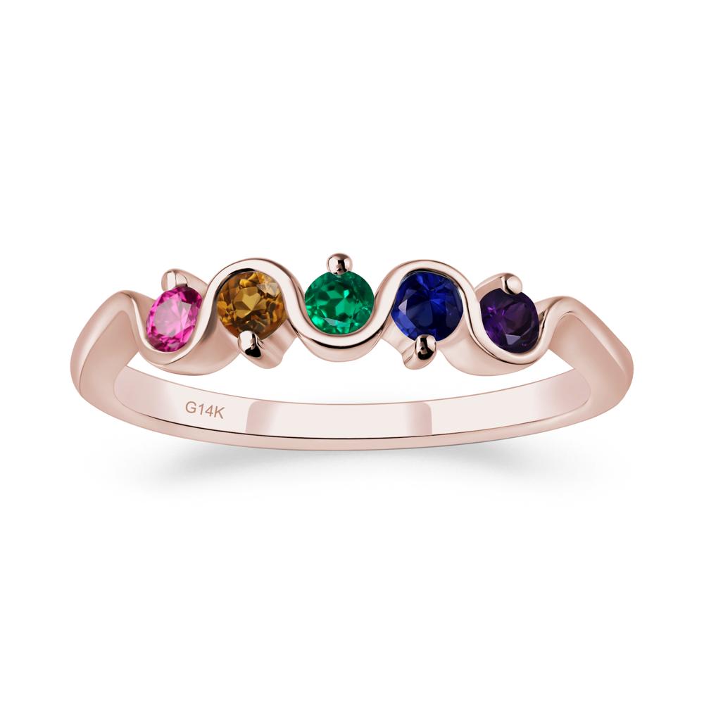 Amethyst and Citrine and Emerald and Ruby and Sapphire Band Ring - LUO Jewelry #metal_14k rose gold
