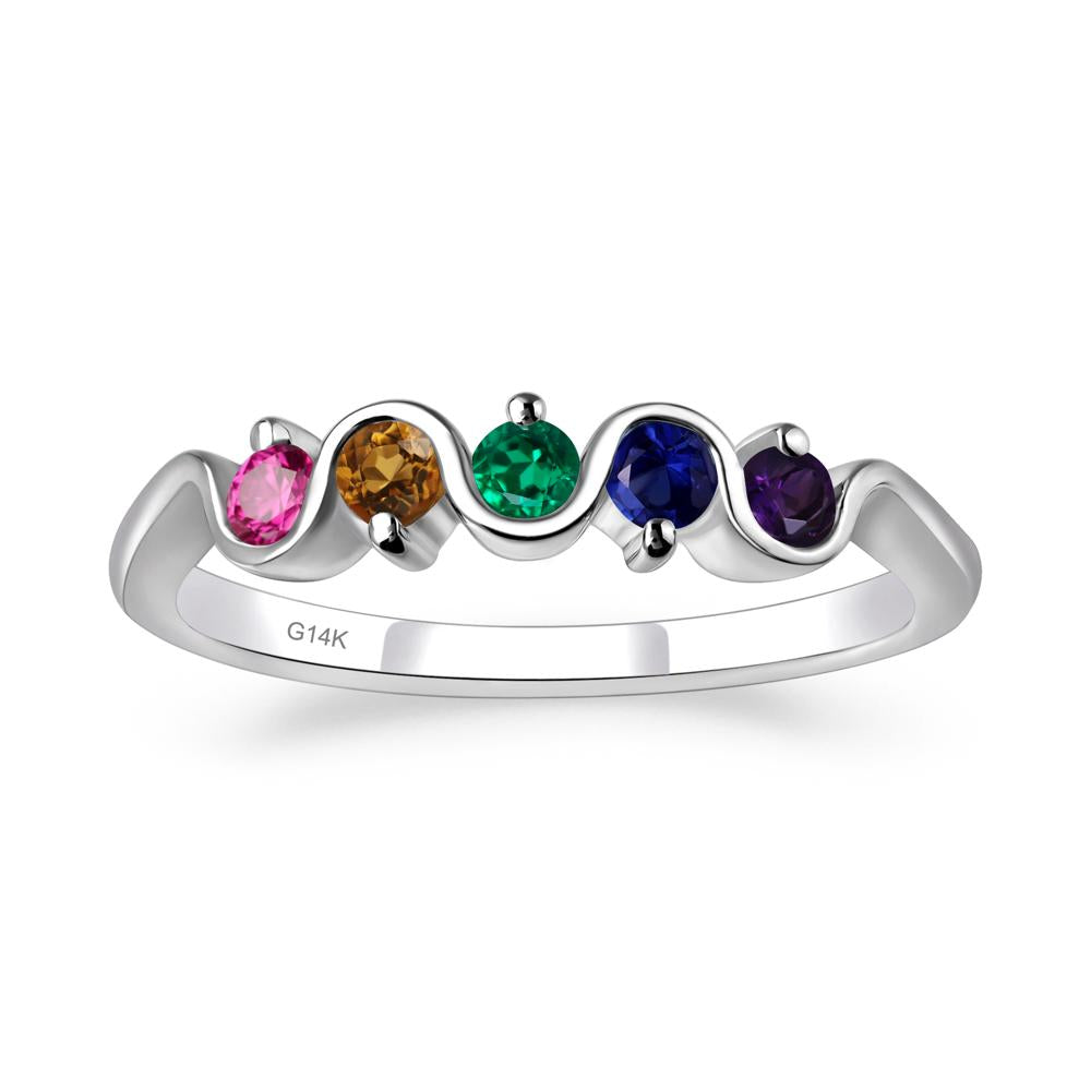 Amethyst and Citrine and Emerald and Ruby and Sapphire Band Ring - LUO Jewelry #metal_14k white gold