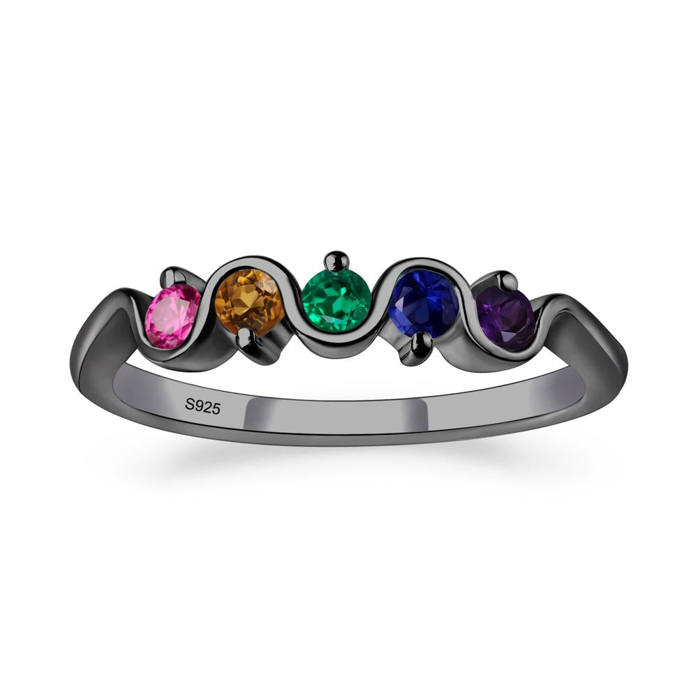 Amethyst and Citrine and Emerald and Ruby and Sapphire Band Ring - LUO Jewelry #metal_black finish sterling silver