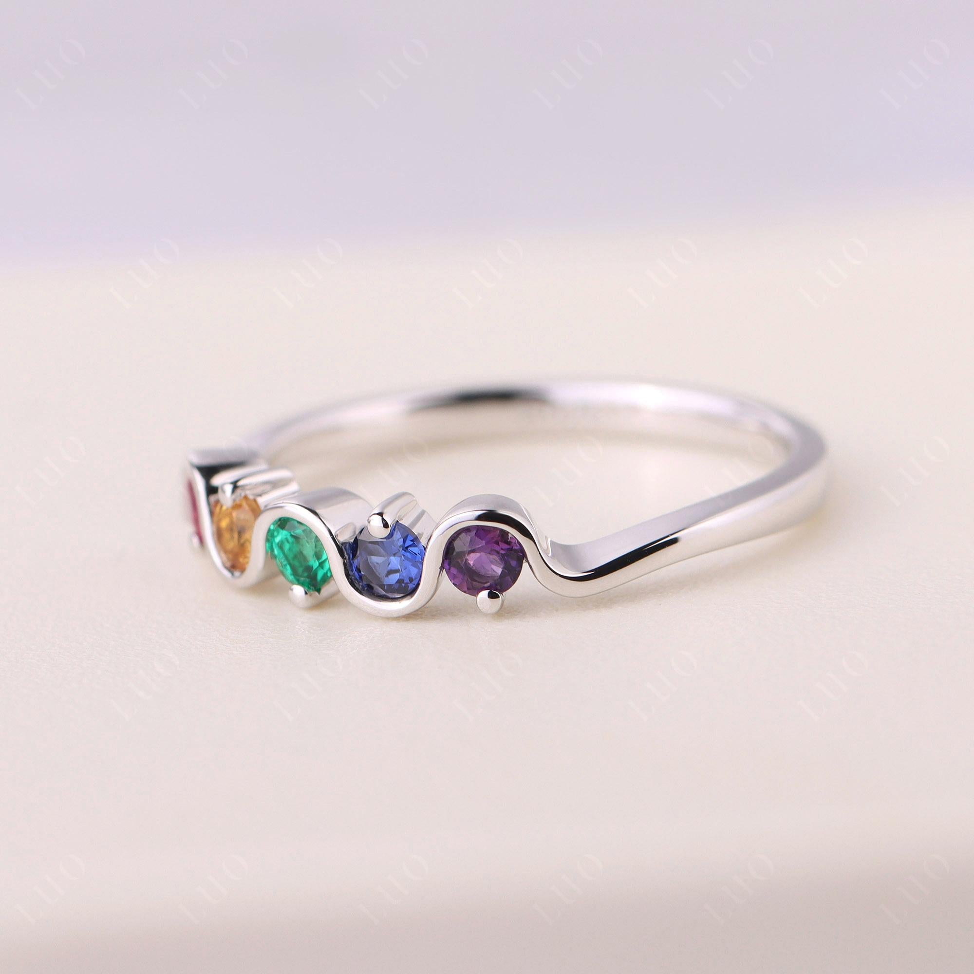 Amethyst and Citrine and Emerald and Ruby and Sapphire Band Ring - LUO Jewelry