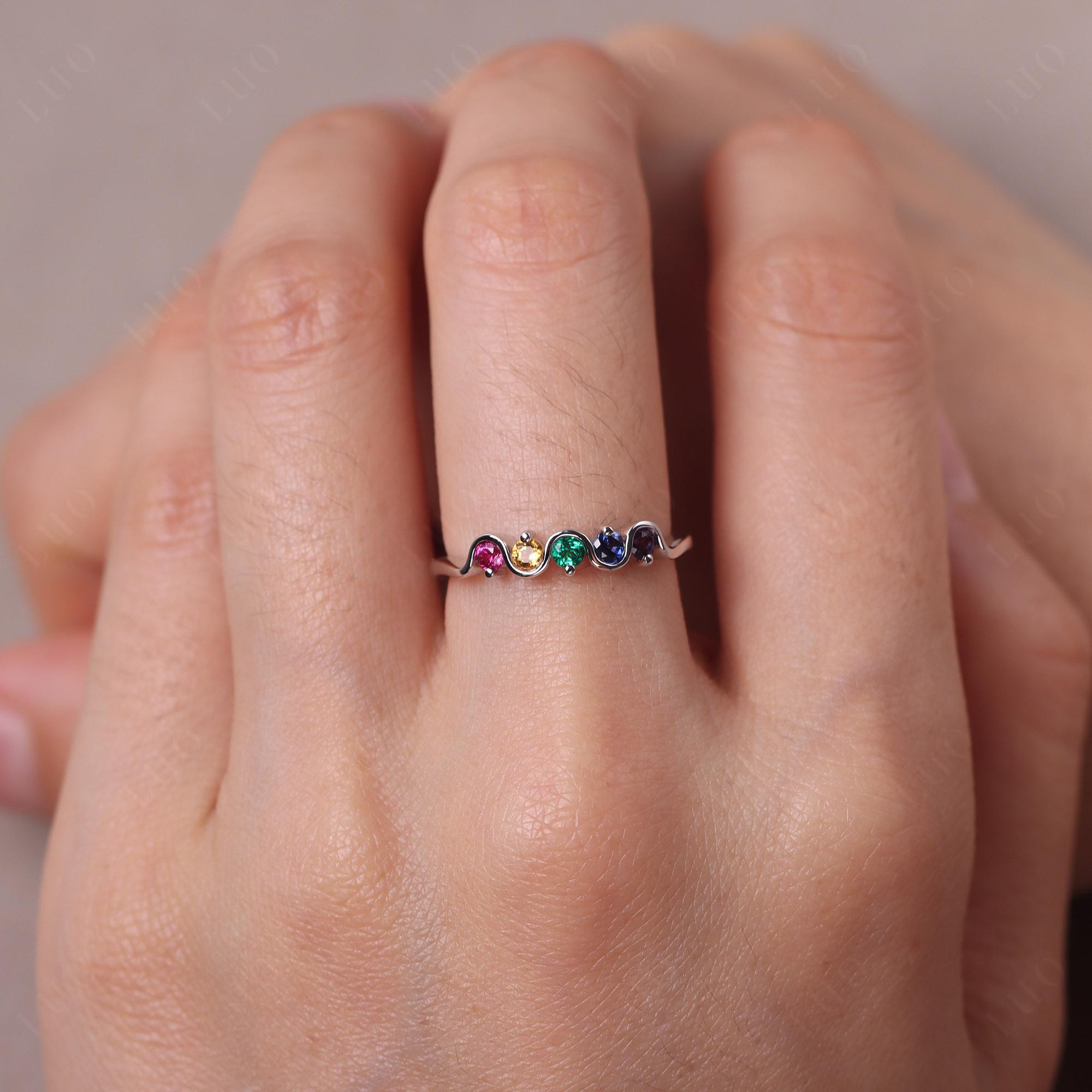 Amethyst and Citrine and Emerald and Ruby and Sapphire Band Ring - LUO Jewelry