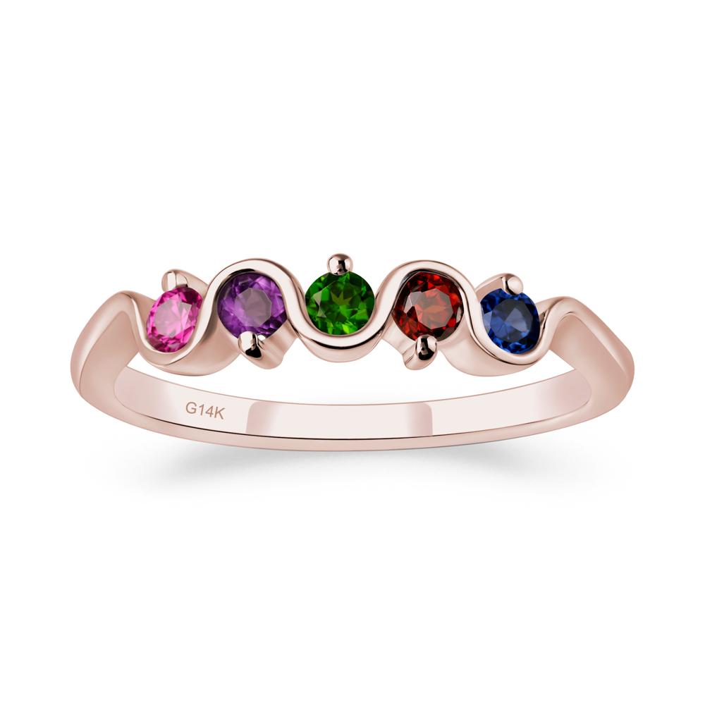 Amethyst and Diopside and Garnet and Ruby and Sapphire Band Ring - LUO Jewelry #metal_14k rose gold