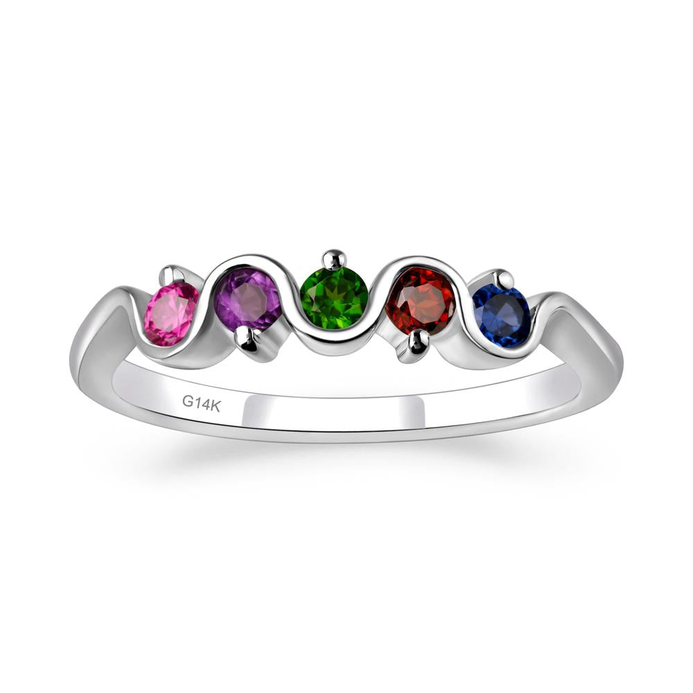Amethyst and Diopside and Garnet and Ruby and Sapphire Band Ring - LUO Jewelry #metal_14k white gold