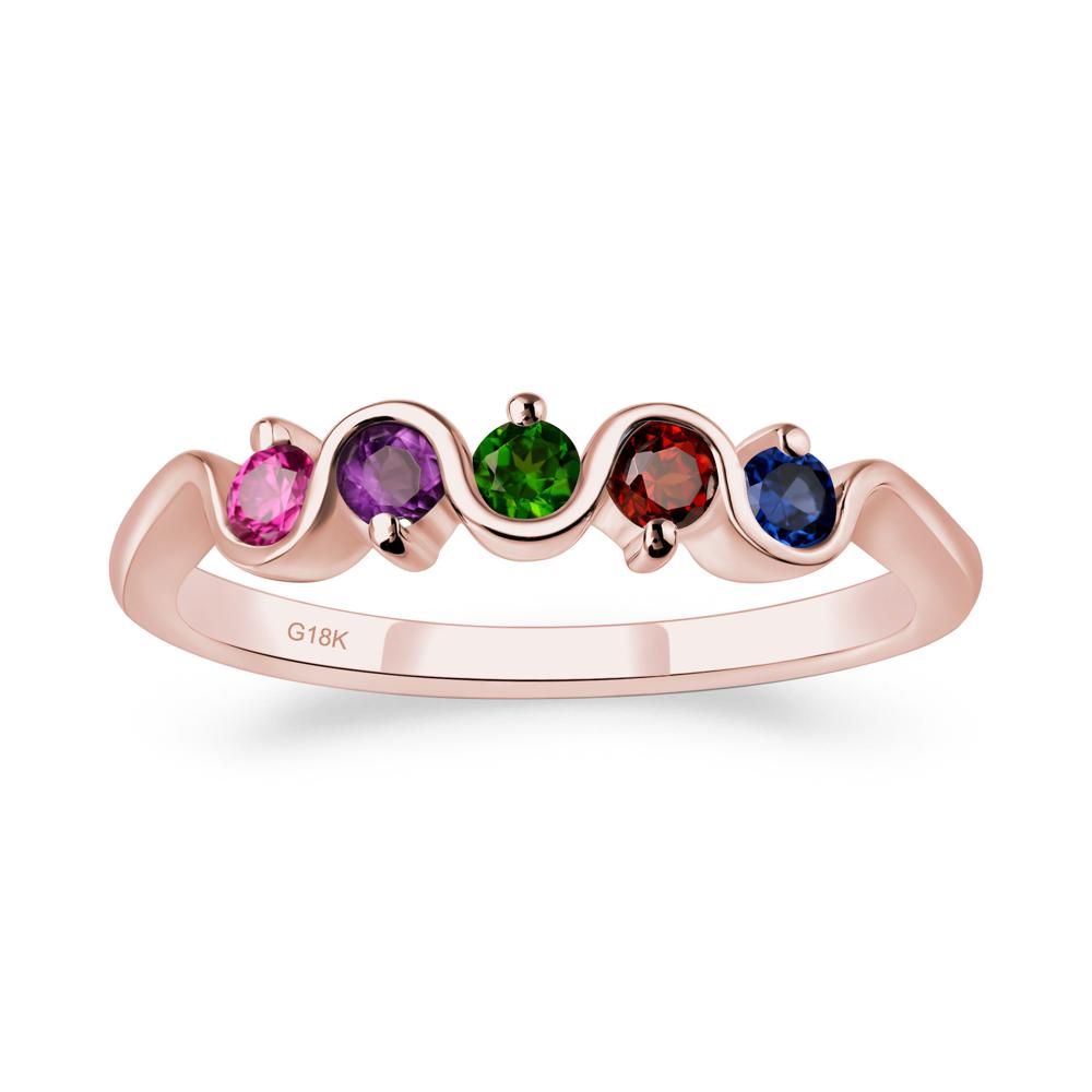 Amethyst and Diopside and Garnet and Ruby and Sapphire Band Ring - LUO Jewelry #metal_18k rose gold