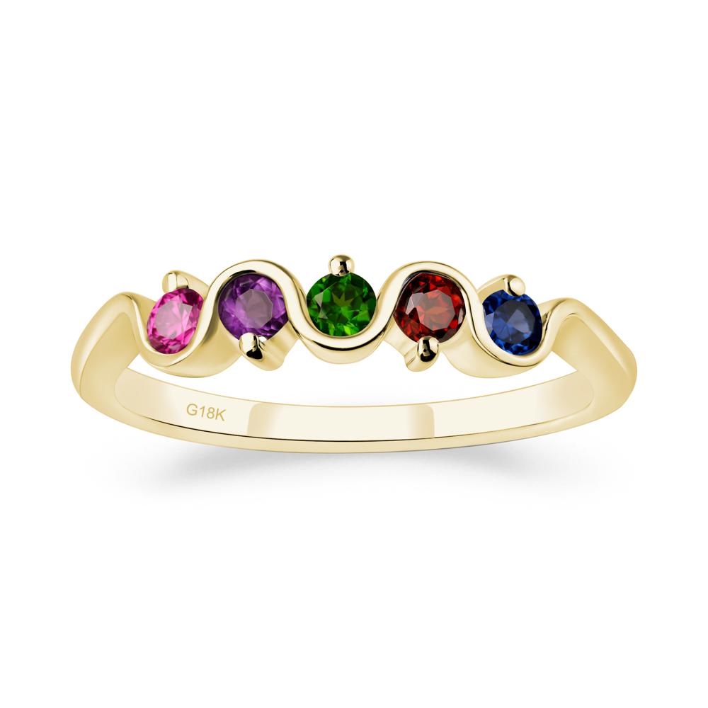 Amethyst and Diopside and Garnet and Ruby and Sapphire Band Ring - LUO Jewelry #metal_18k yellow gold
