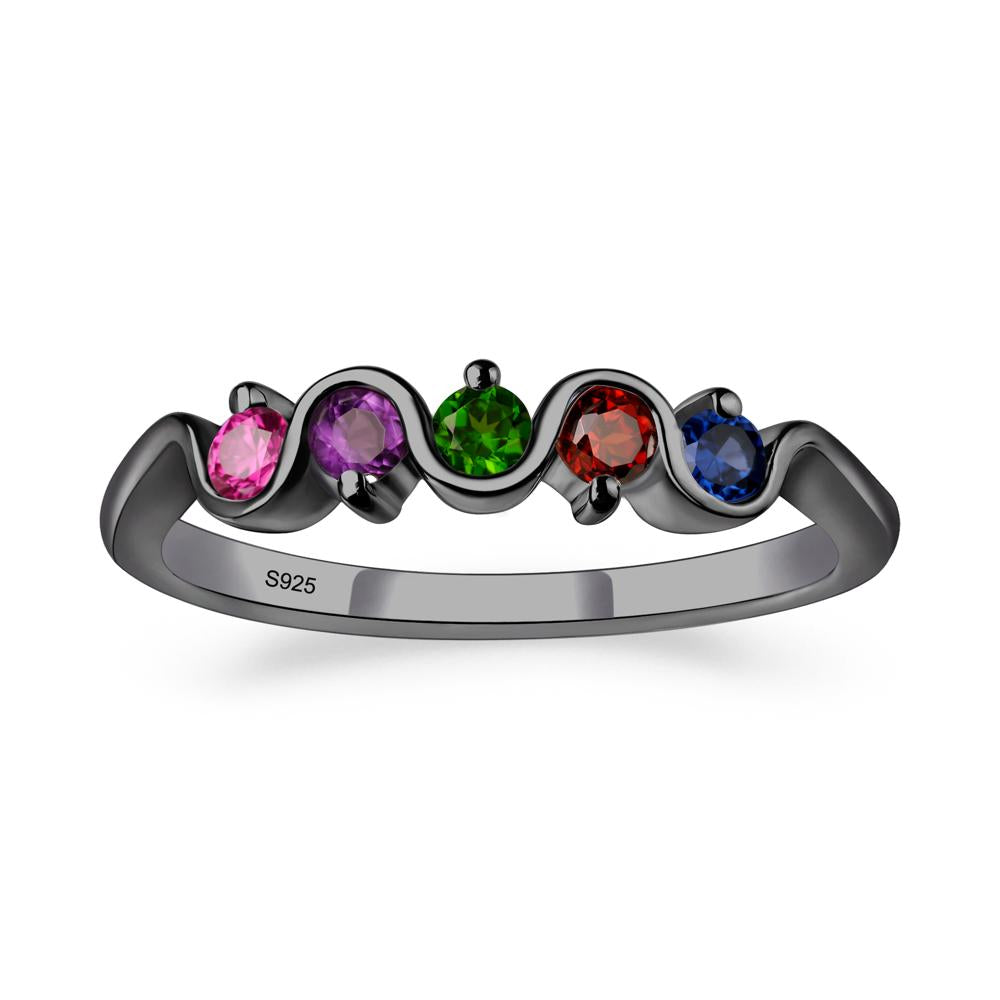 Amethyst and Diopside and Garnet and Ruby and Sapphire Band Ring - LUO Jewelry #metal_black finish sterling silver