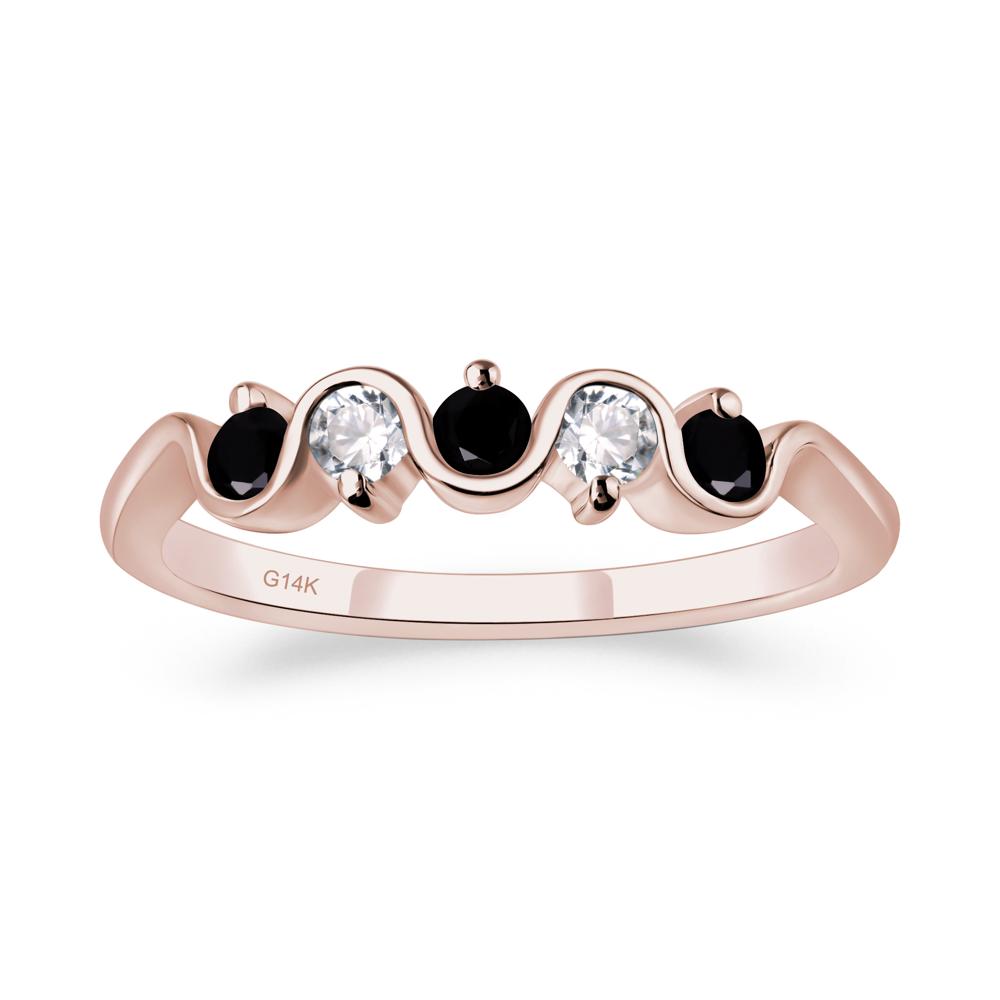 Black Stone Band Ring - LUO Jewelry #metal_14k rose gold