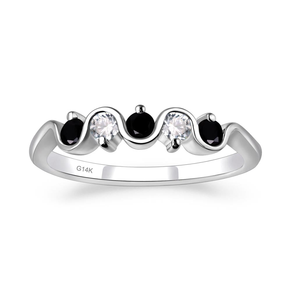 Black Stone Band Ring - LUO Jewelry #metal_14k white gold
