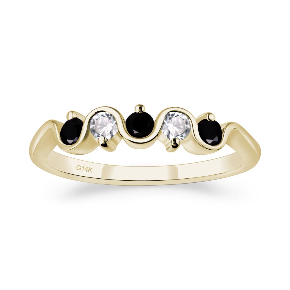 Black Stone Band Ring - LUO Jewelry #metal_14k yellow gold