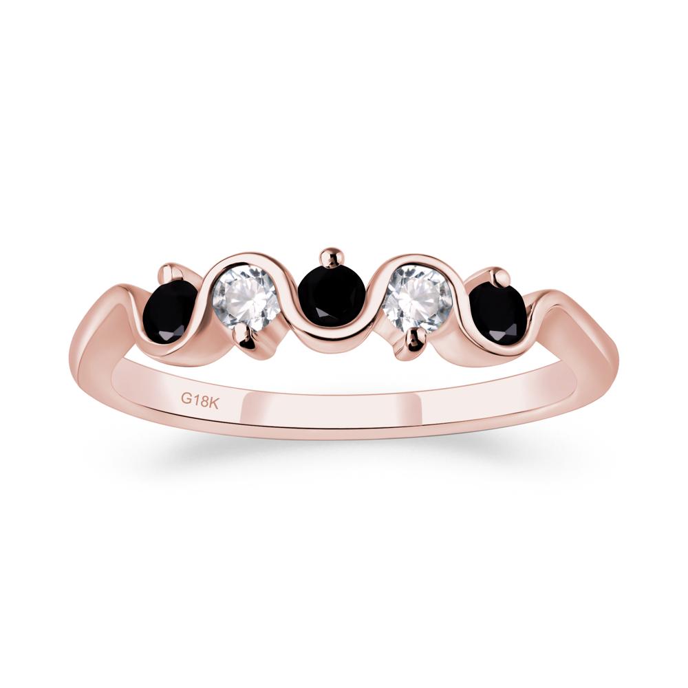 Black Stone Band Ring - LUO Jewelry #metal_18k rose gold