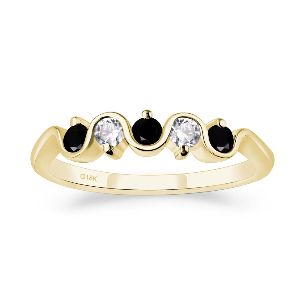 Black Stone Band Ring - LUO Jewelry #metal_18k yellow gold