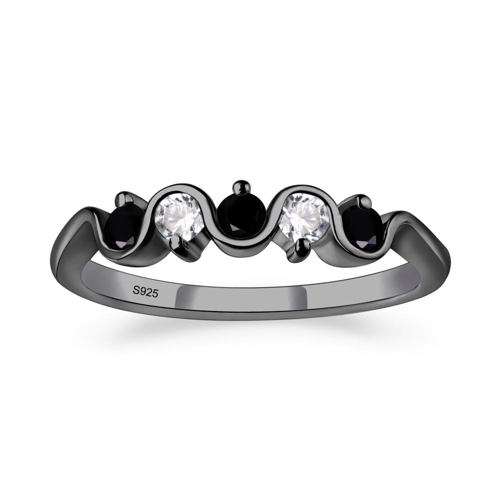 Black Stone Band Ring - LUO Jewelry #metal_black finish sterling silver