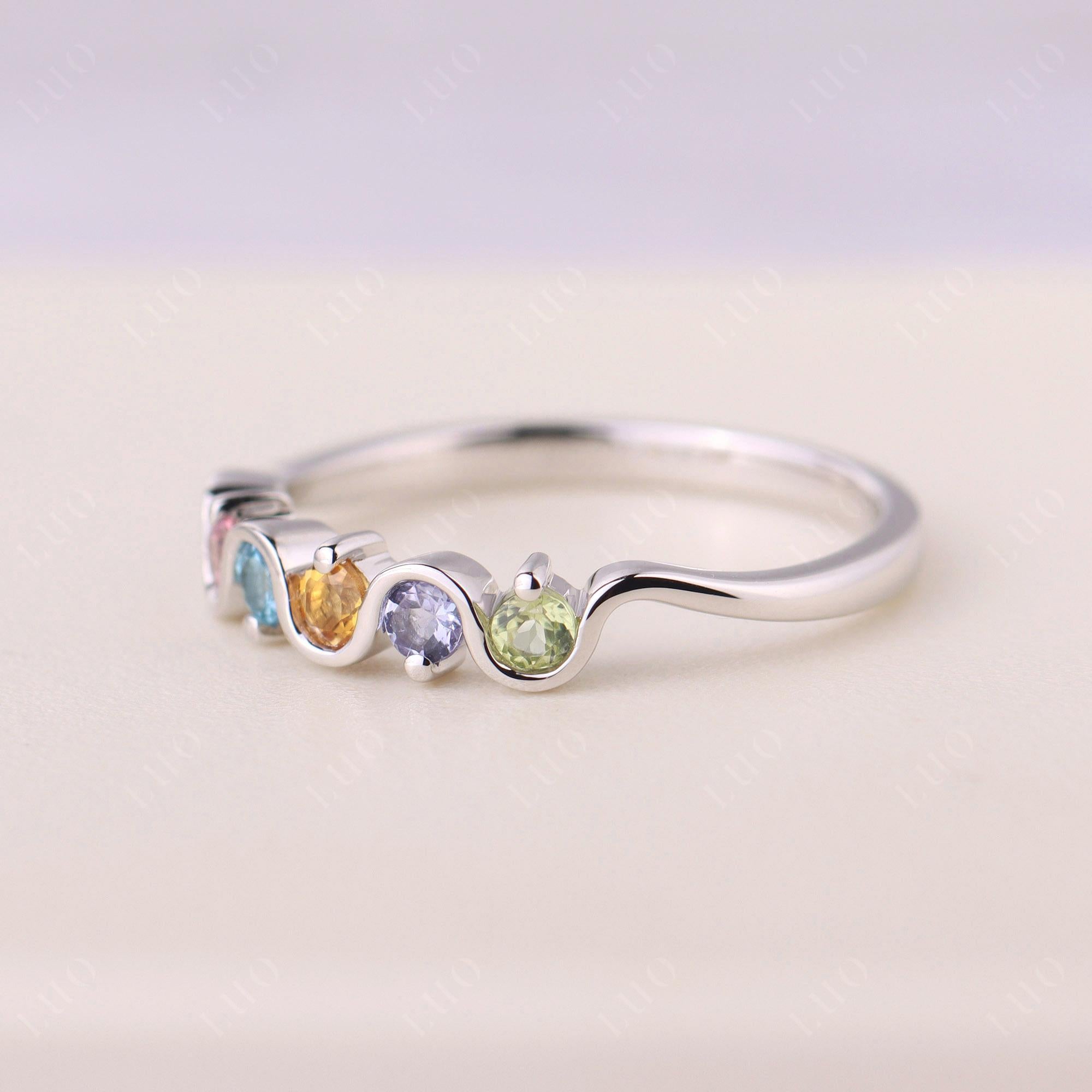 Citrine and Peridot and Swiss Blue Topaz and Tanzanite and Tourmaline Band Ring - LUO Jewelry