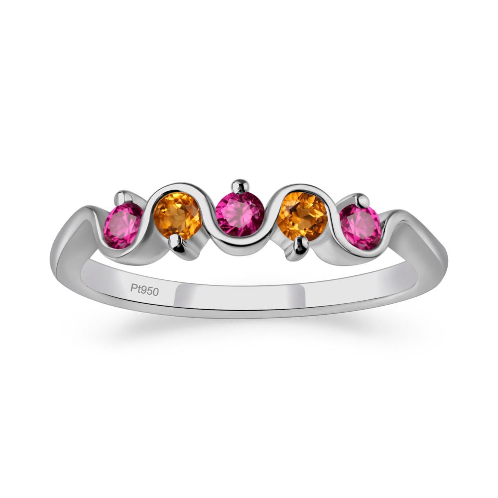 Citrine and Ruby Band Ring - LUO Jewelry #metal_platinum