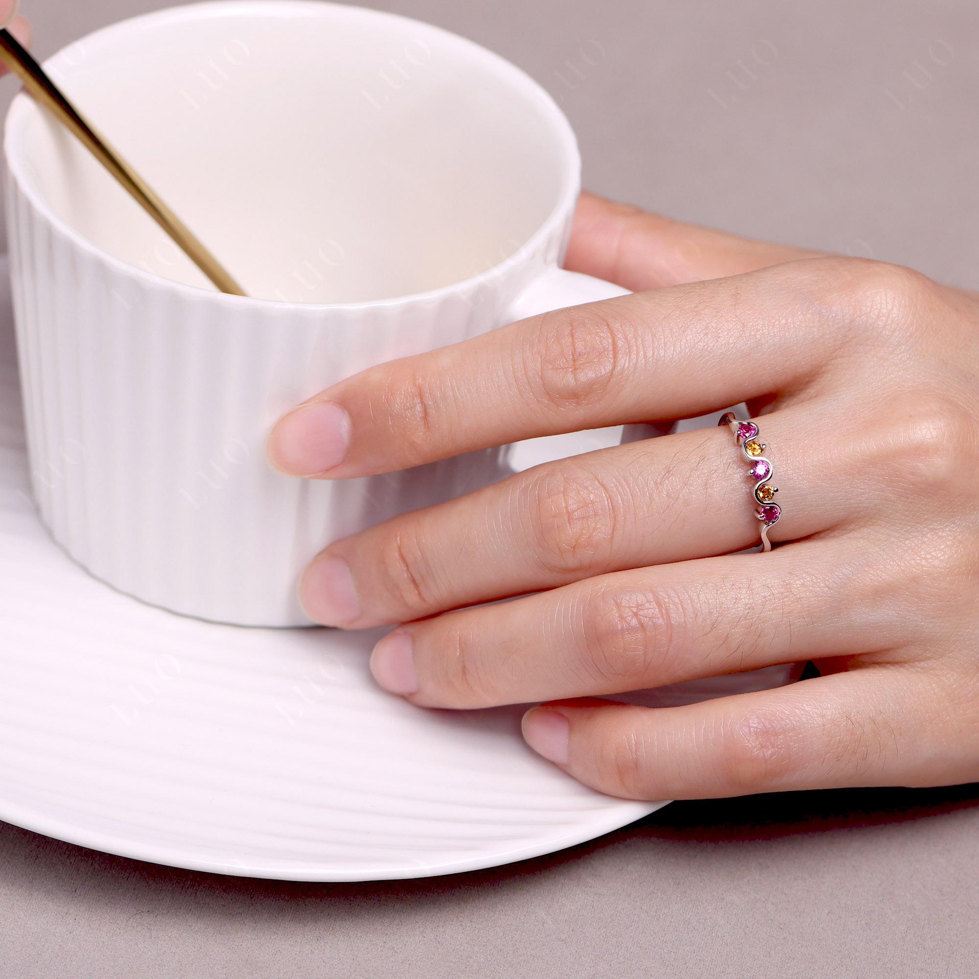 Citrine and Ruby Band Ring - LUO Jewelry