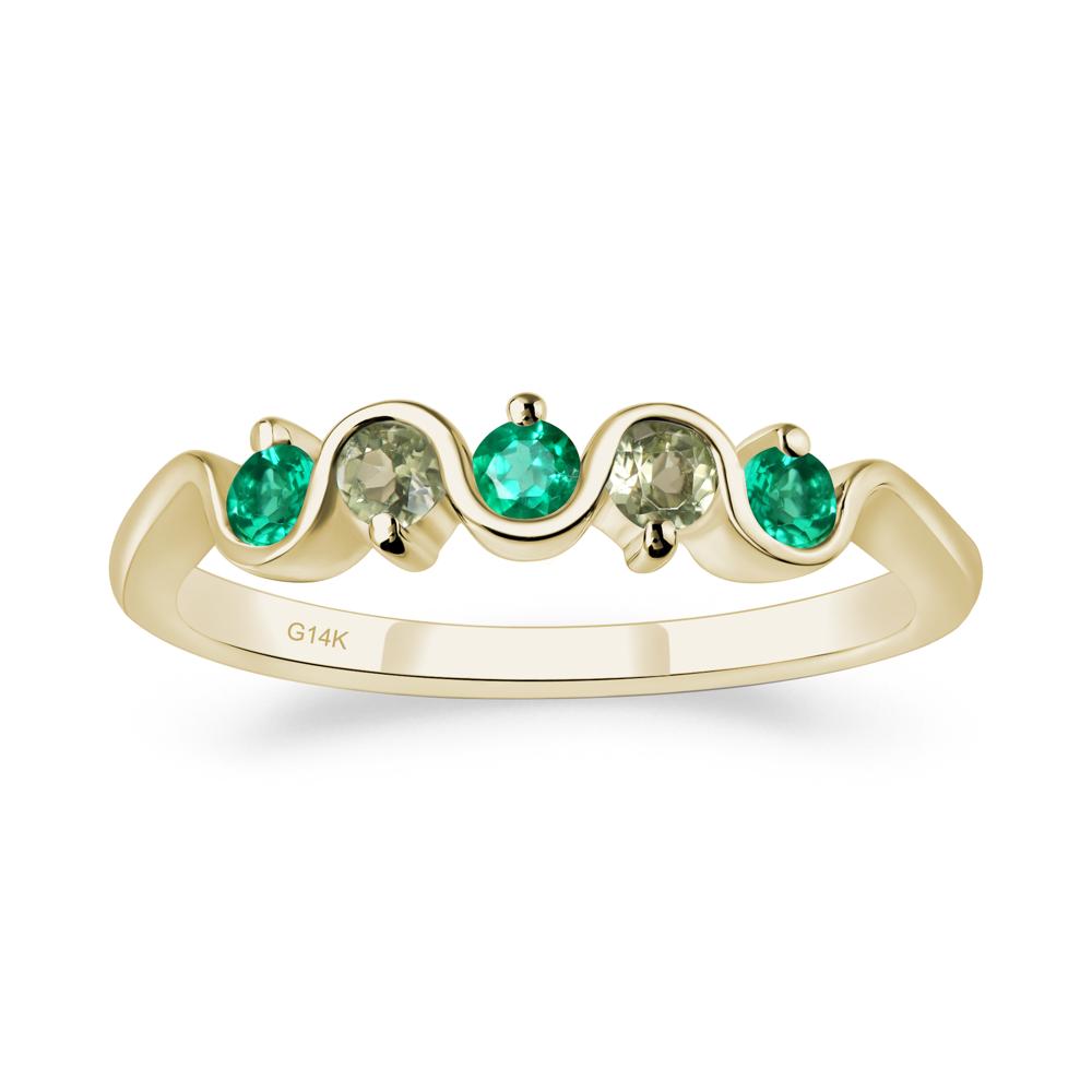 Lab Emerald and Peridot Band Ring - LUO Jewelry #metal_14k yellow gold