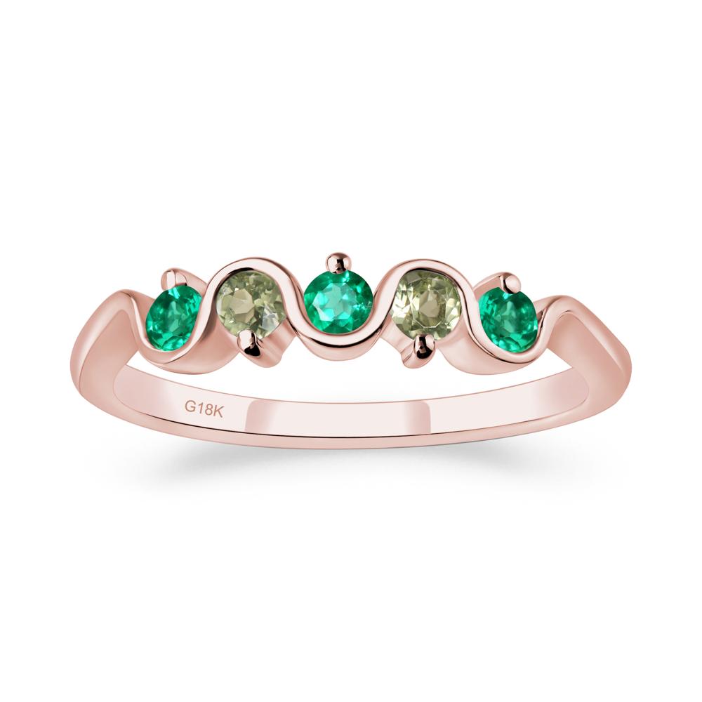 Lab Emerald and Peridot Band Ring - LUO Jewelry #metal_18k rose gold