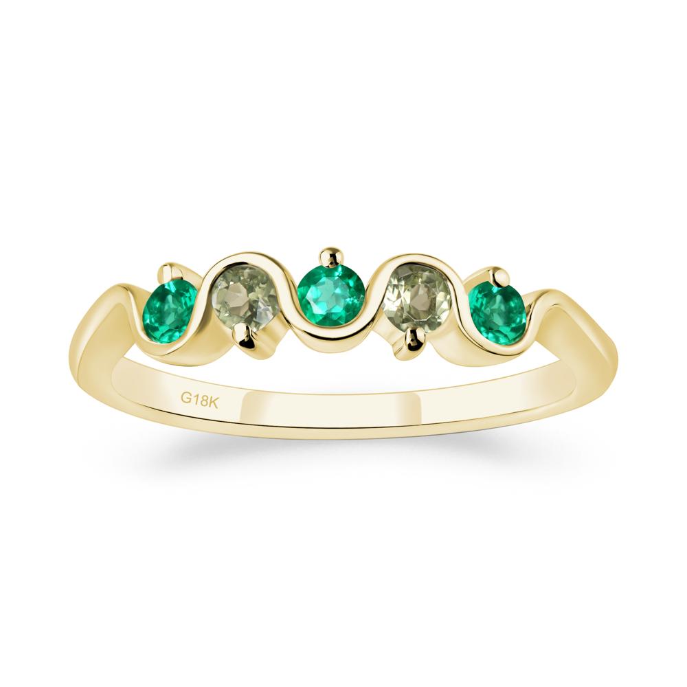 Lab Emerald and Peridot Band Ring - LUO Jewelry #metal_18k yellow gold