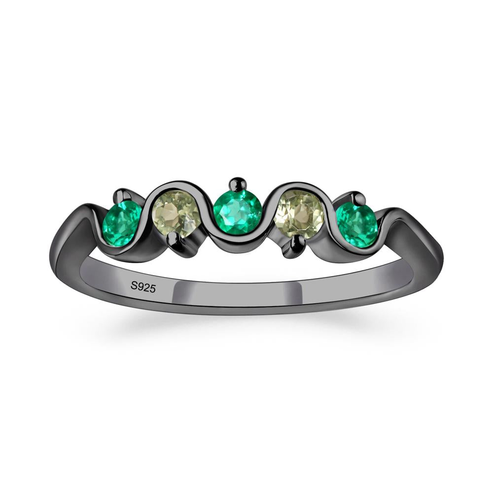 Lab Emerald and Peridot Band Ring - LUO Jewelry #metal_black finish sterling silver