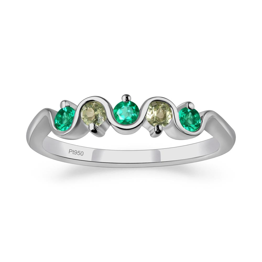 Lab Emerald and Peridot Band Ring - LUO Jewelry #metal_platinum