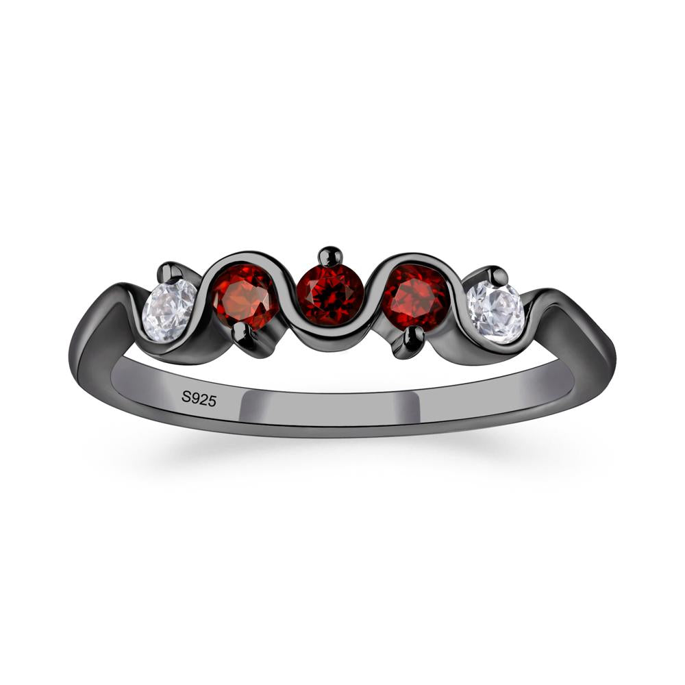Garnet Band Ring - LUO Jewelry #metal_black finish sterling silver
