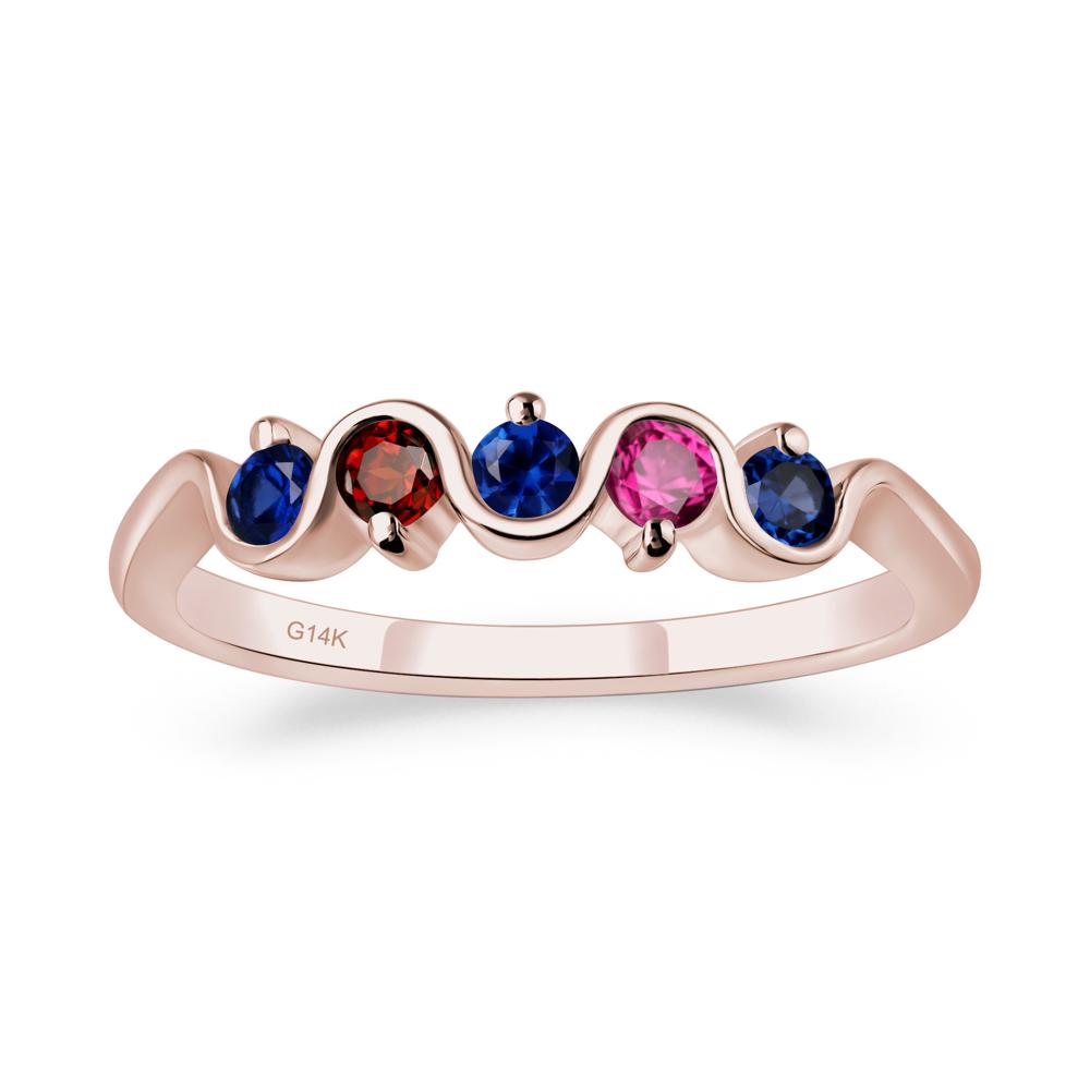 Garnet and Ruby and Sapphire Band Ring - LUO Jewelry #metal_14k rose gold