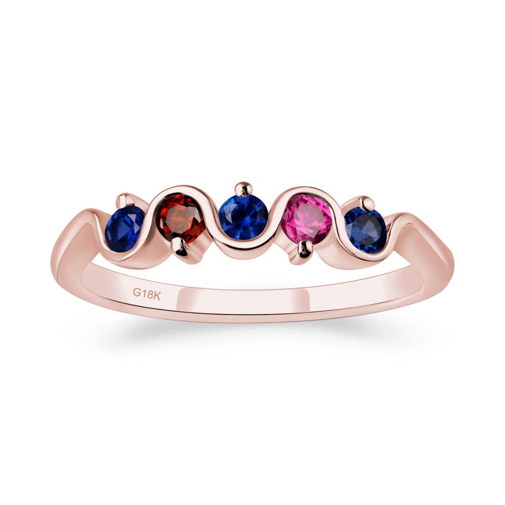 Garnet and Ruby and Sapphire Band Ring - LUO Jewelry #metal_18k rose gold