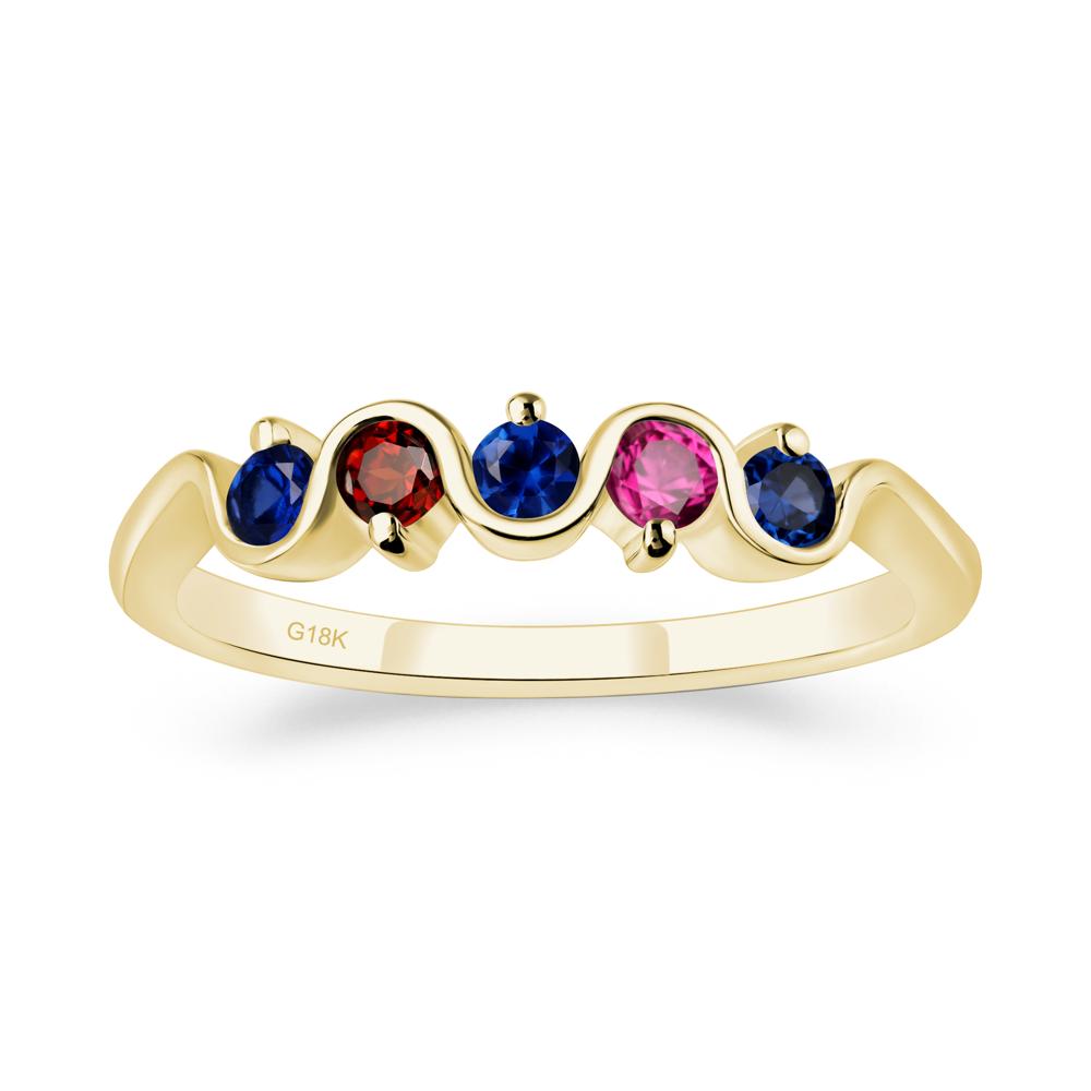 Garnet and Ruby and Sapphire Band Ring - LUO Jewelry #metal_18k yellow gold