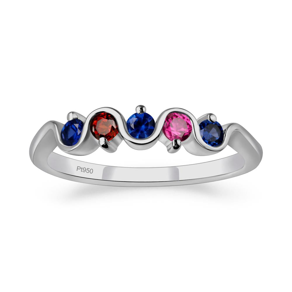 Garnet and Ruby and Sapphire Band Ring - LUO Jewelry #metal_platinum