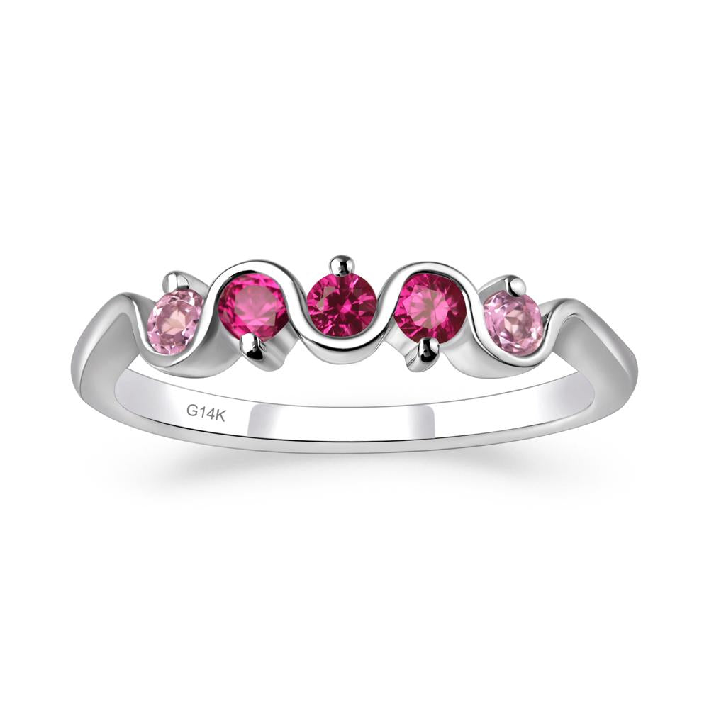 Cubic Zirconia and Ruby Band Ring - LUO Jewelry #metal_14k white gold