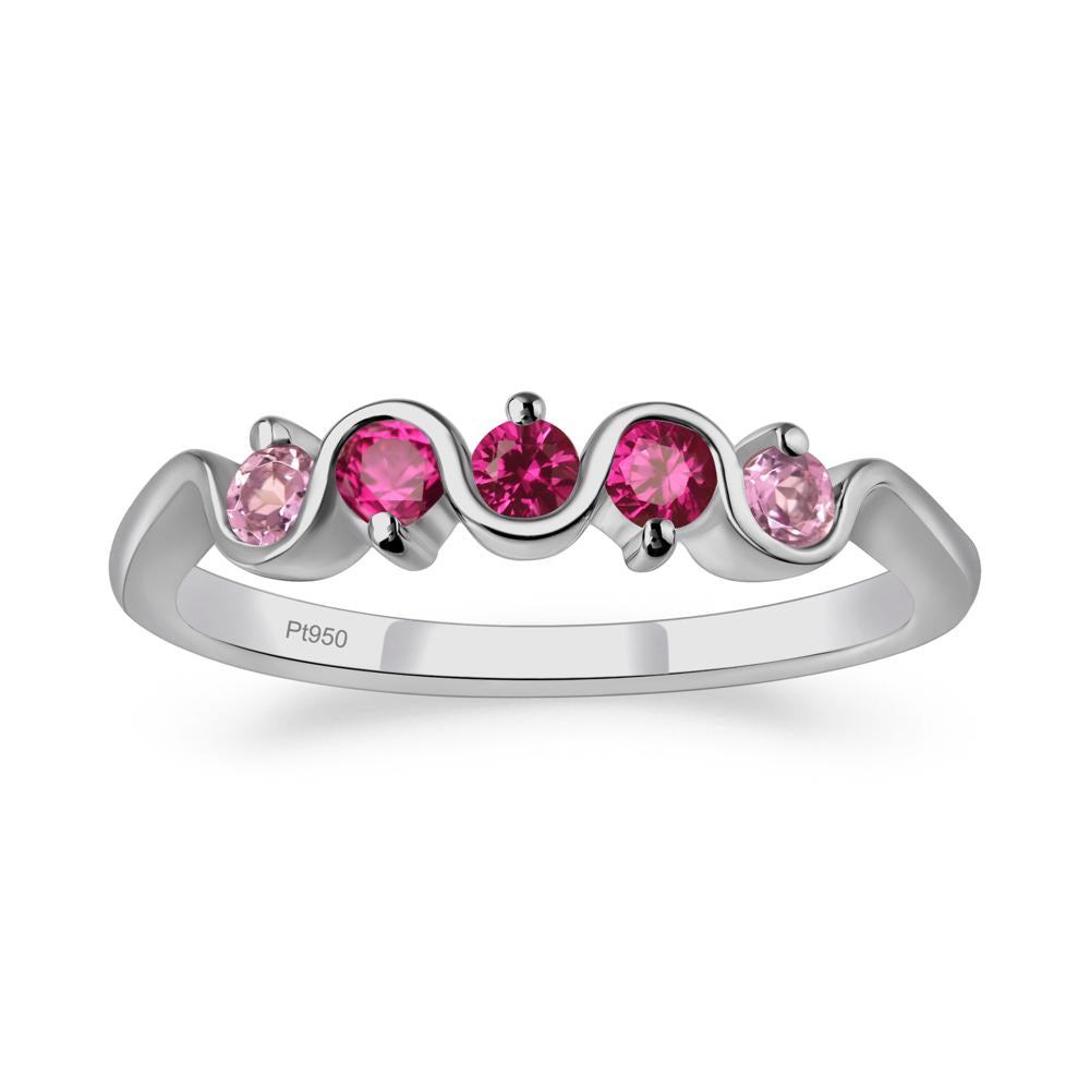 Cubic Zirconia and Ruby Band Ring - LUO Jewelry #metal_platinum