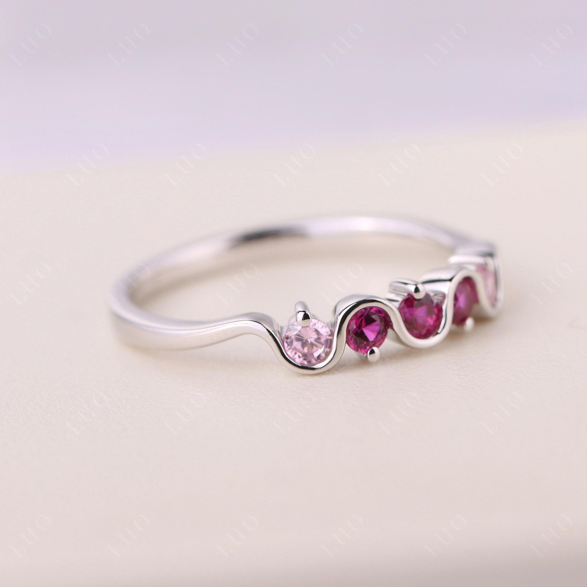 Cubic Zirconia and Ruby Band Ring - LUO Jewelry