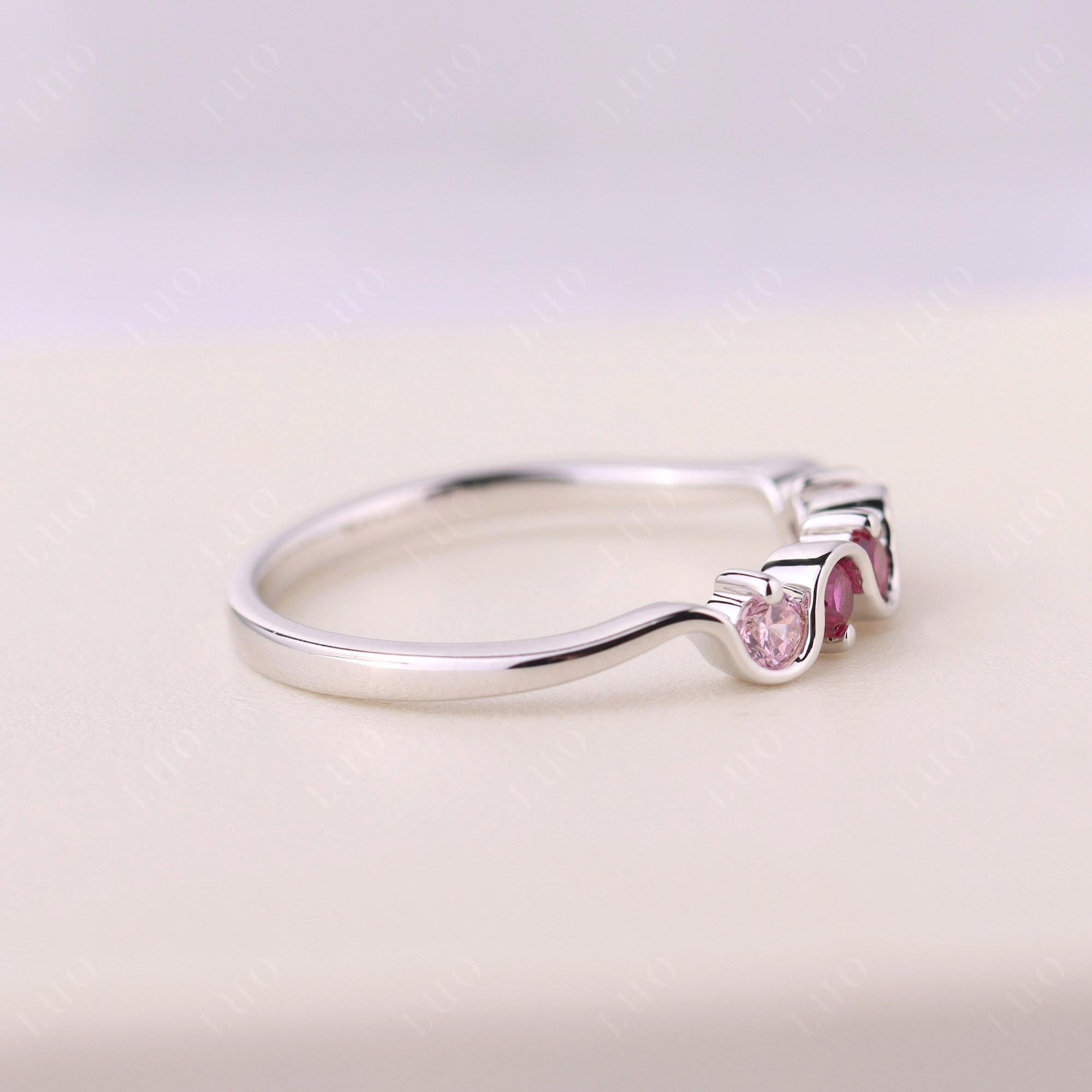 Cubic Zirconia and Ruby Band Ring - LUO Jewelry