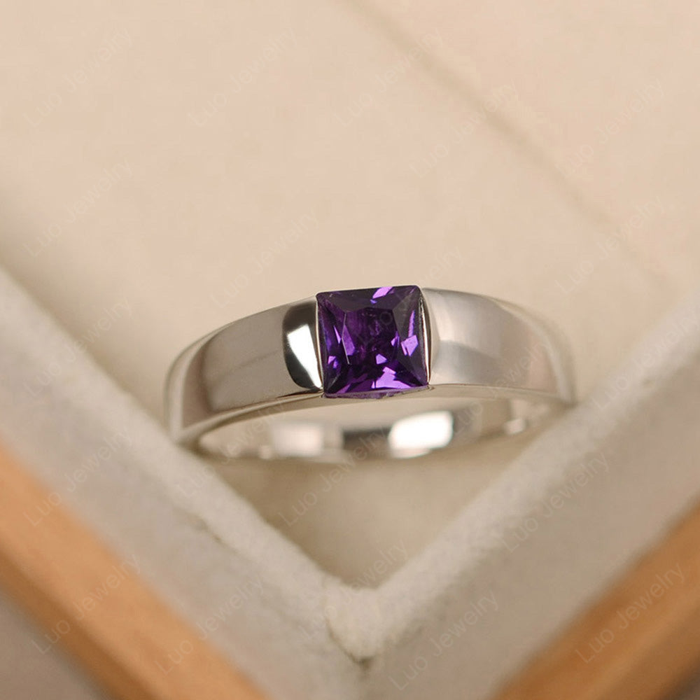 Gender Neutral Amethyst Solitaire Ring - LUO Jewelry