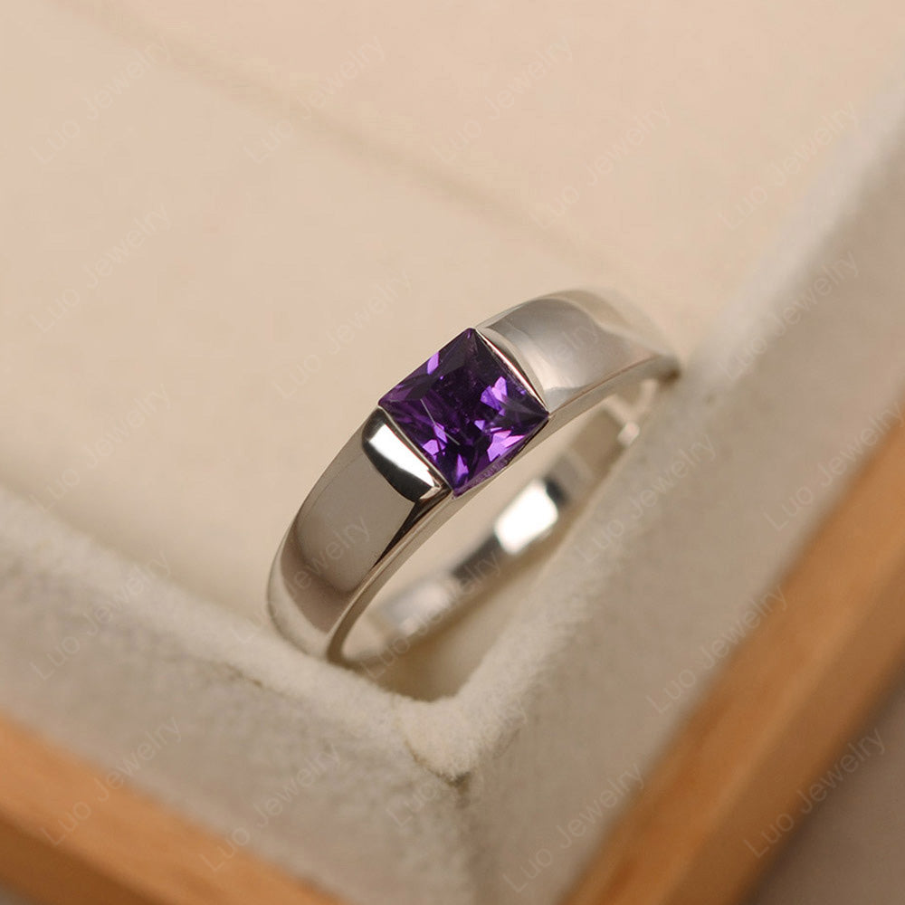 Gender Neutral Amethyst Solitaire Ring - LUO Jewelry
