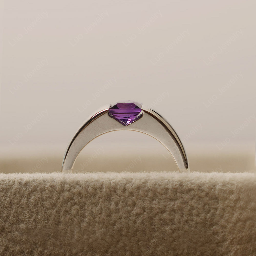 Gender Neutral Amethyst Solitaire Ring - LUO Jewelry