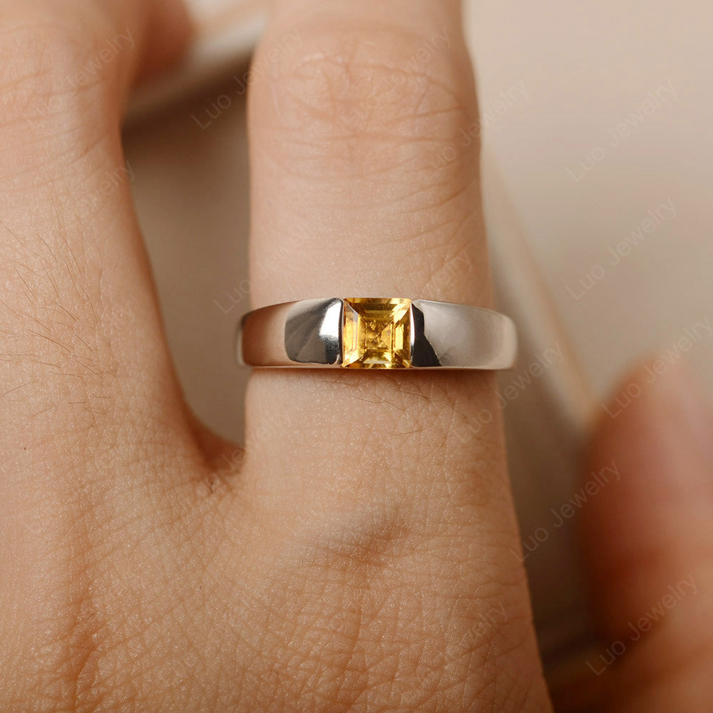 Gender Neutral Citrine Solitaire Ring - LUO Jewelry