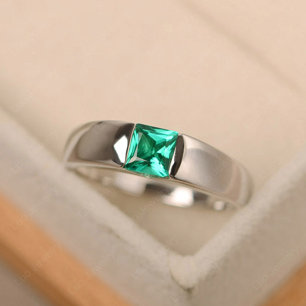 Gender Neutral Emerald Solitaire Ring - LUO Jewelry