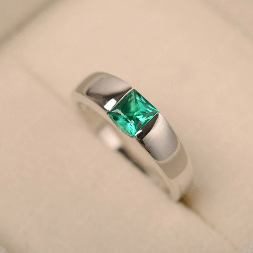 Gender Neutral Emerald Solitaire Ring - LUO Jewelry