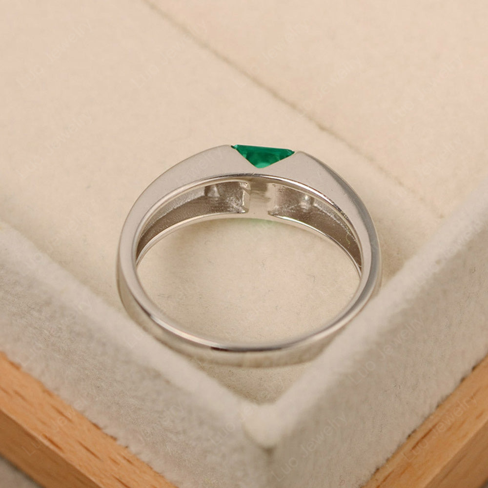 Gender Neutral Emerald Solitaire Ring - LUO Jewelry