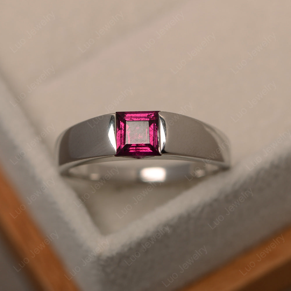 Gender Neutral Garnet Solitaire Ring - LUO Jewelry