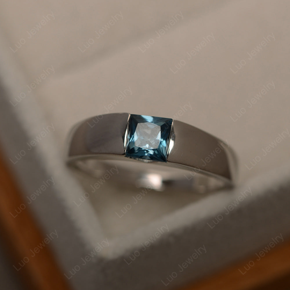 Gender Neutral London Blue Topaz Solitaire Ring - LUO Jewelry