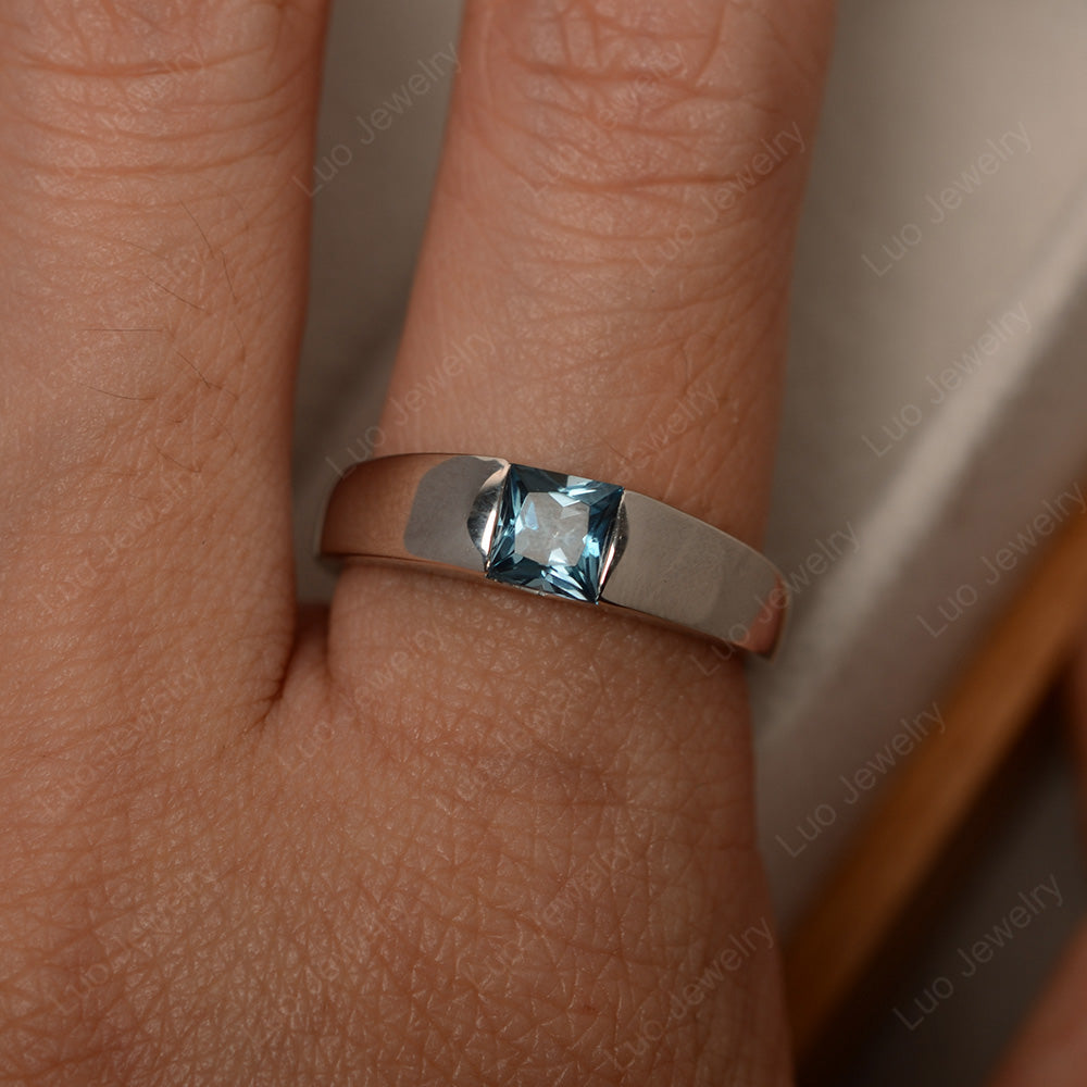 Gender Neutral London Blue Topaz Solitaire Ring - LUO Jewelry