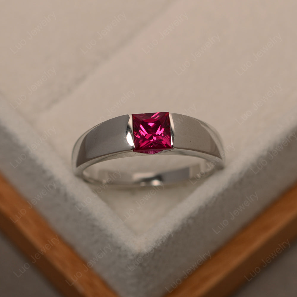 Gender Neutral Ruby Solitaire Ring - LUO Jewelry