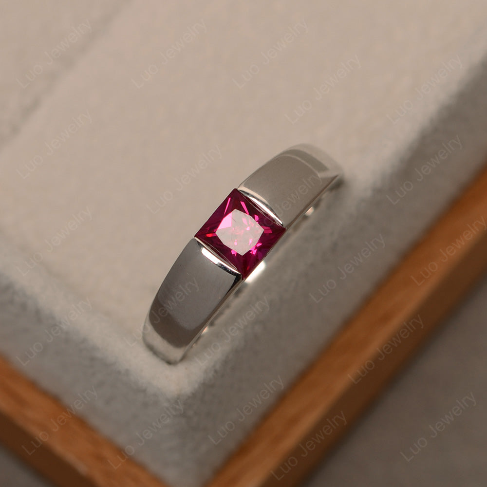 Gender Neutral Ruby Solitaire Ring - LUO Jewelry